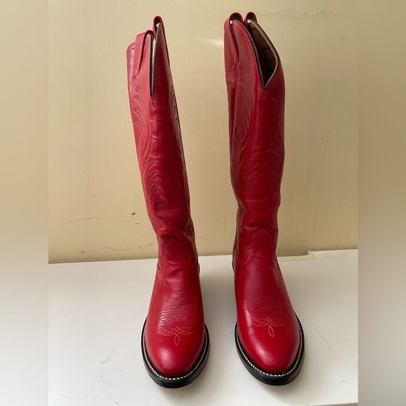 NWT Alberta Boot Red Cowhide Leather Western Cowboy Boots Women Size 10 US - Picture 2 of 8